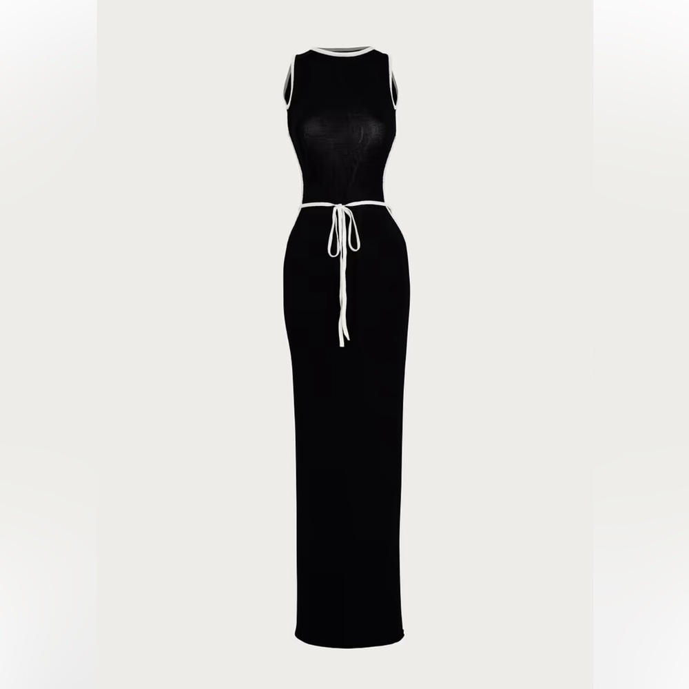SAME Tie Maxi Dress with contrast Trim - Picture 4 of 6